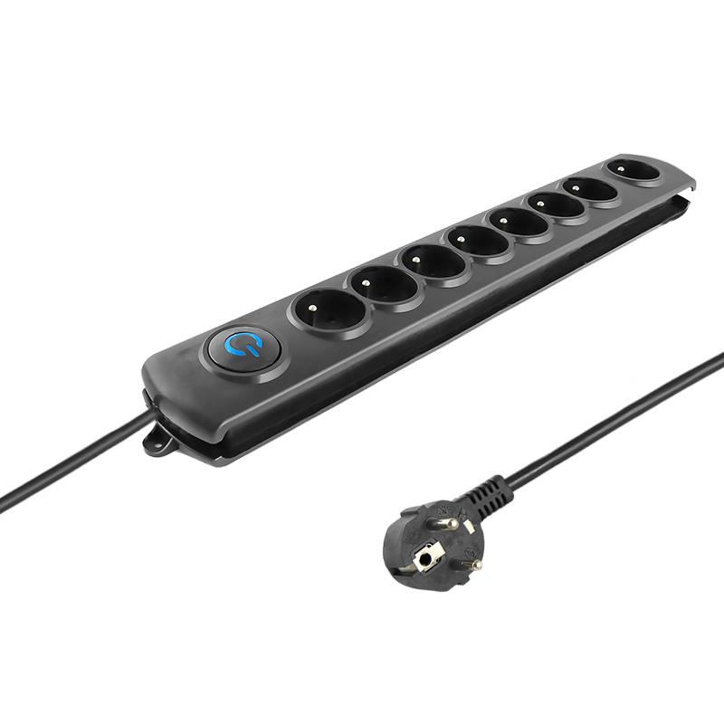 Qoltec 50113 predlžovacia lišta 8 zásuviek 1,8 m čierna